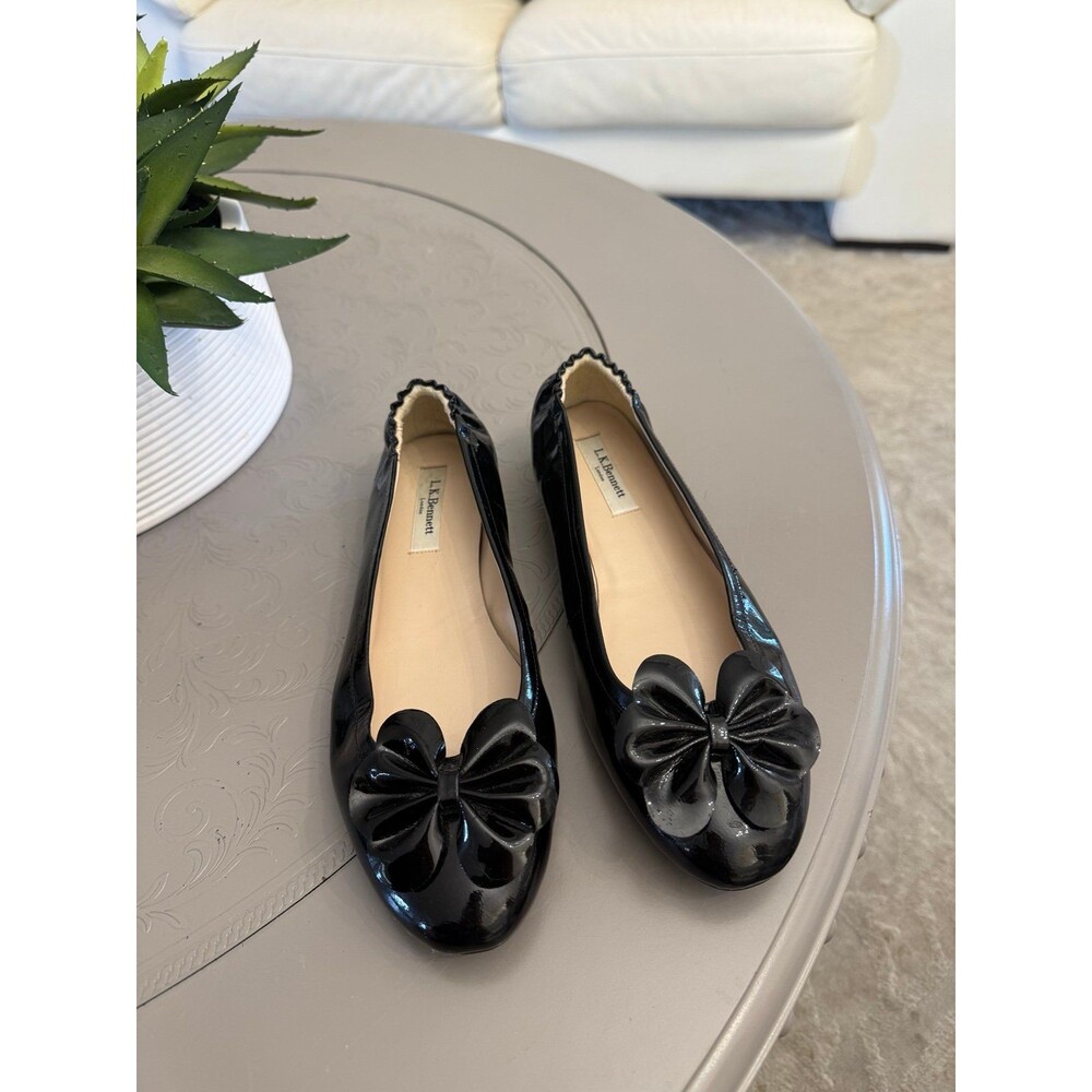 L.K. Bennett London "Poppy" Black Patent Leather Flats Size 40 / US 9.5